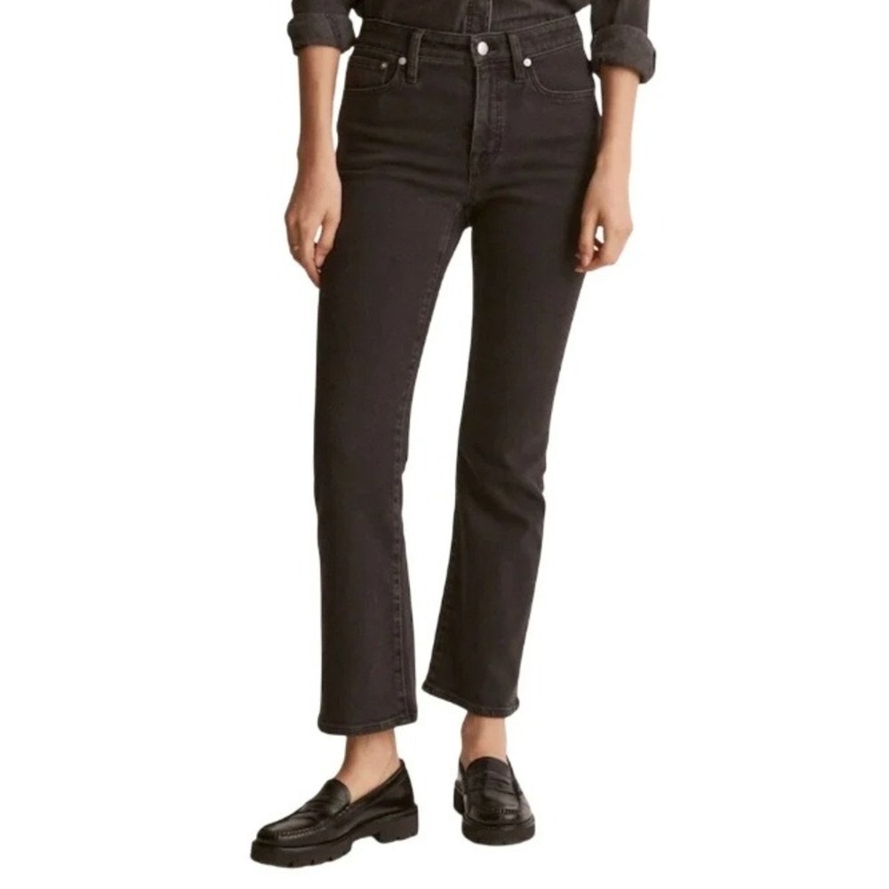 Madewell Black Mid Rise Kick Out Bootcut Jeans Ankle Cropped 33 Classic Capsule